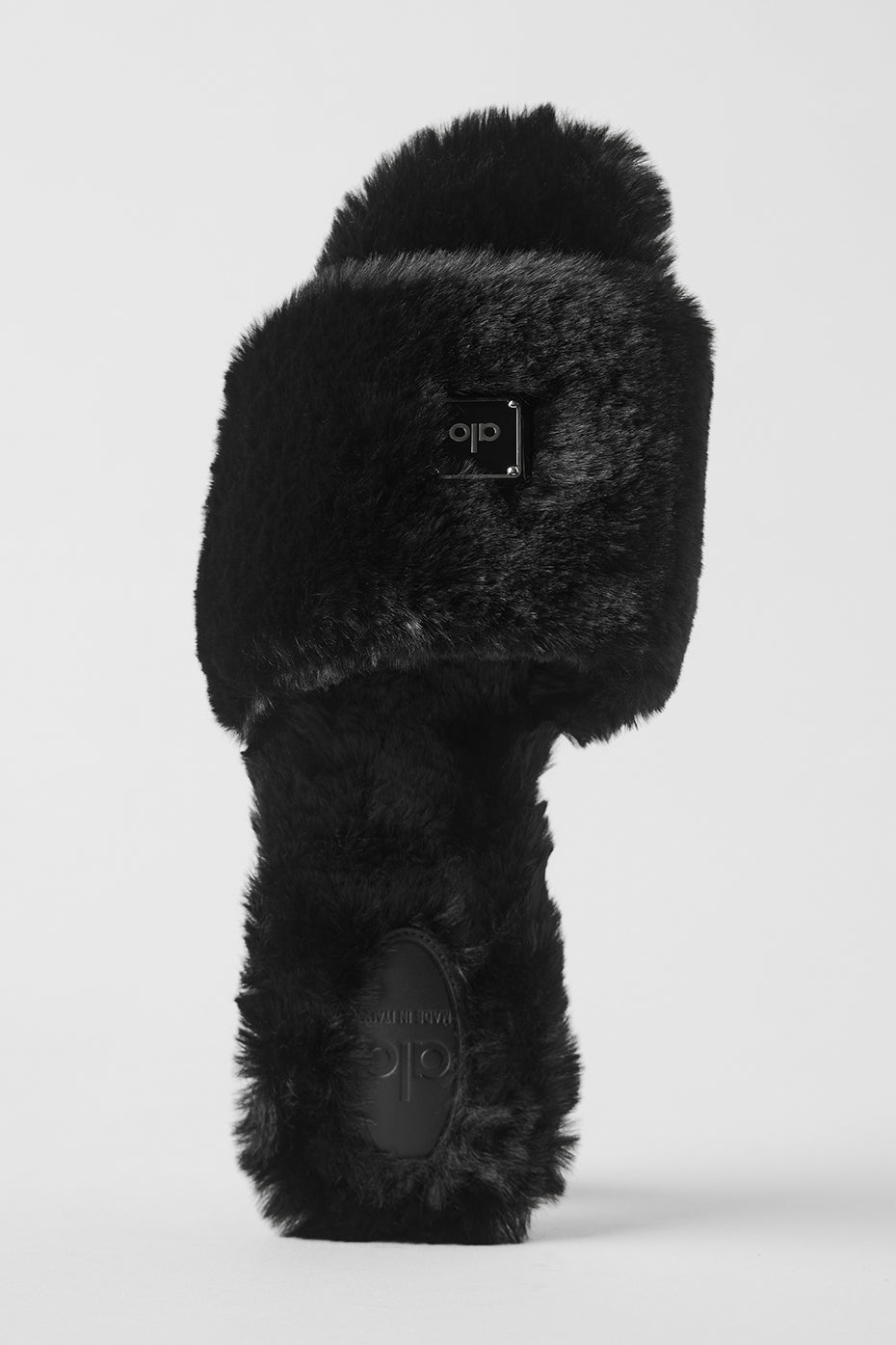 ALO Classico Faux Fur Sandal - Black - Image 3