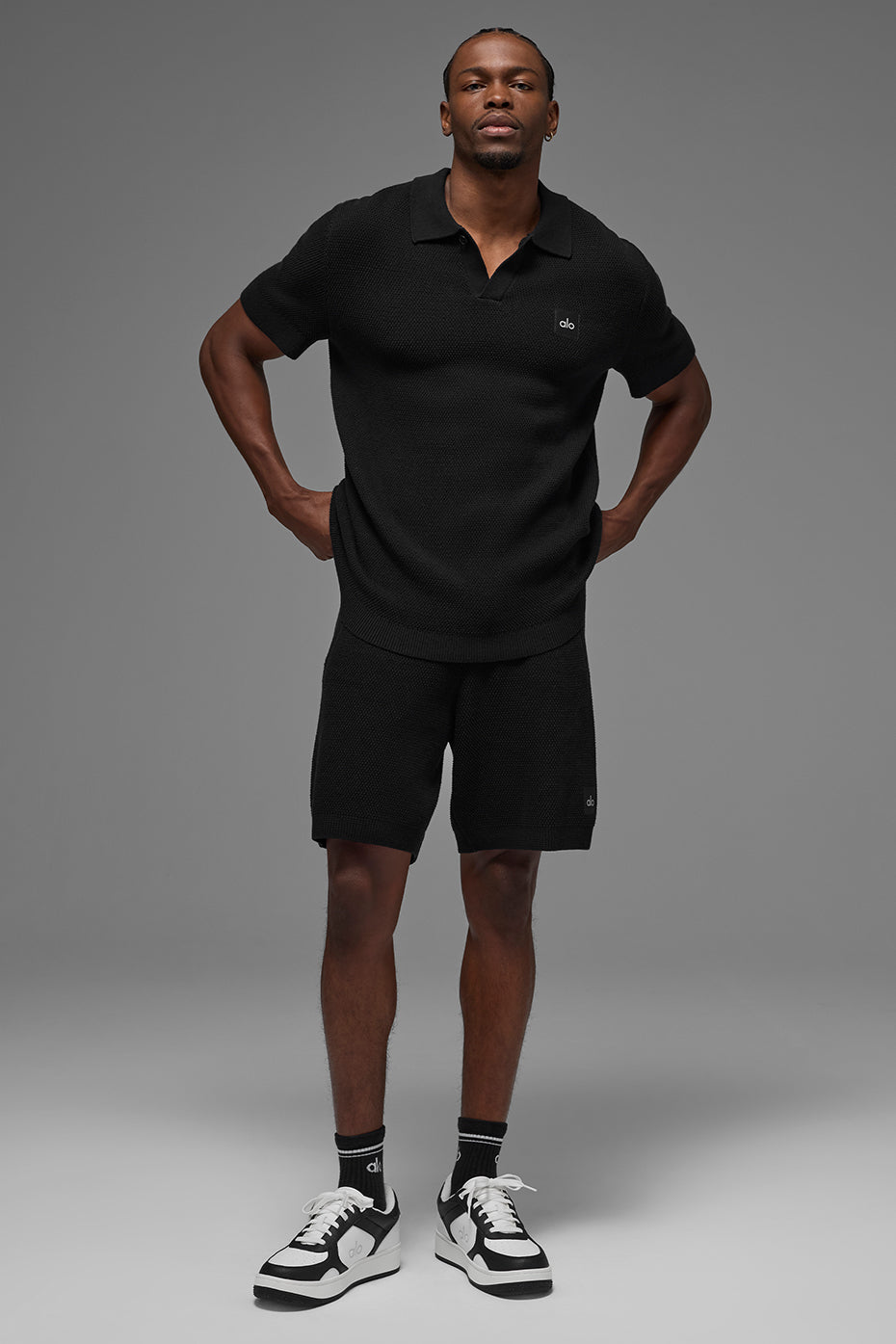 Sports Club Sweater Knit Polo - Black - Image 4