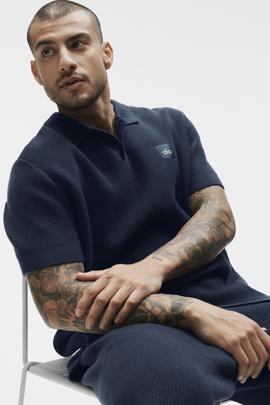 Sports Club Sweater Knit Polo - Navy - Image 3