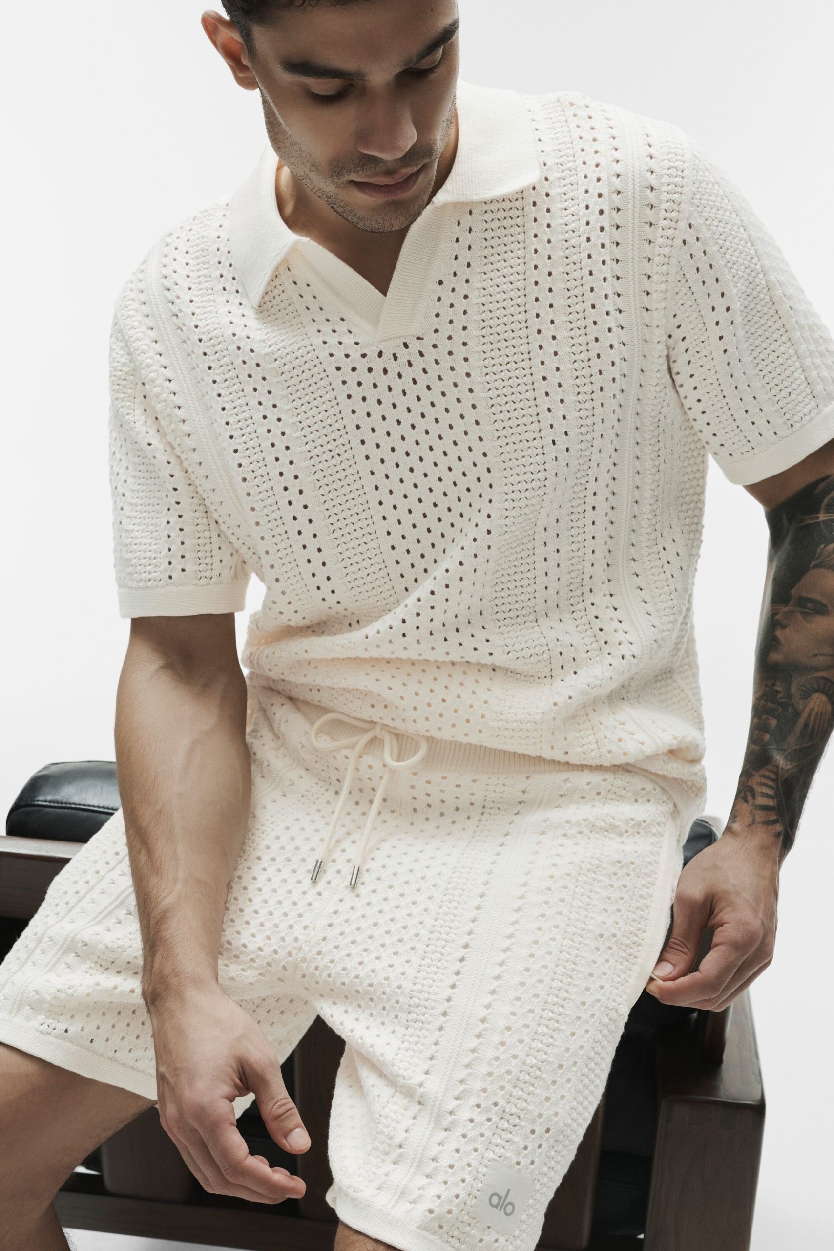 Coastline Knit Short Sleeve Polo - Ivory - Image 5