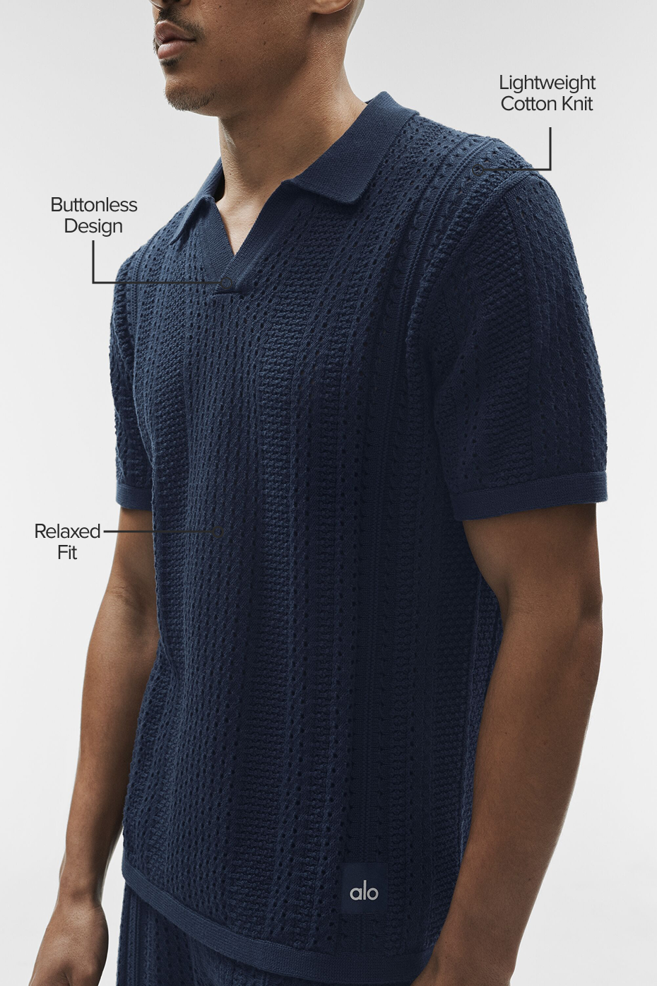 Coastline Knit Short Sleeve Polo - Navy - Image 2