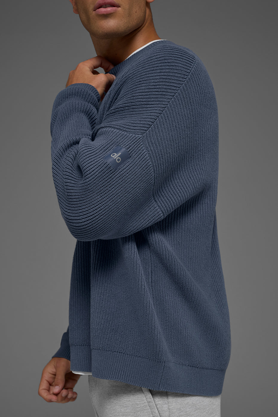 Domain Rib Knit Crew Sweater - Bluestone - Image 2