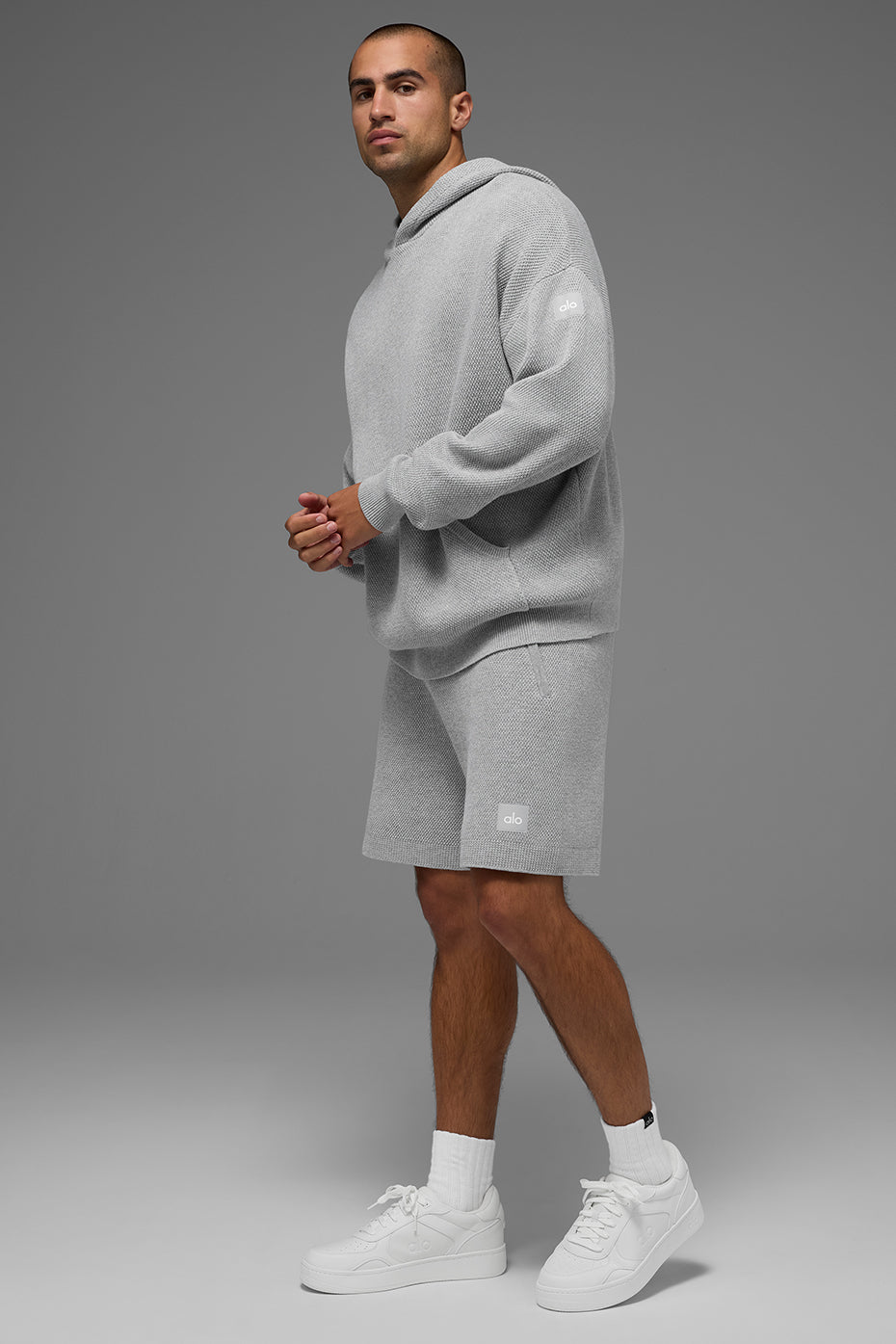 Sports Club Sweater Knit Hoodie - Athletic Heather Grey - Image 4