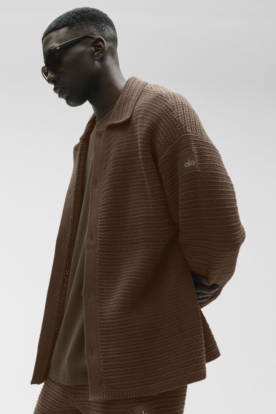 Shift Knit Button Up Long Sleeve - Espresso - Image 5