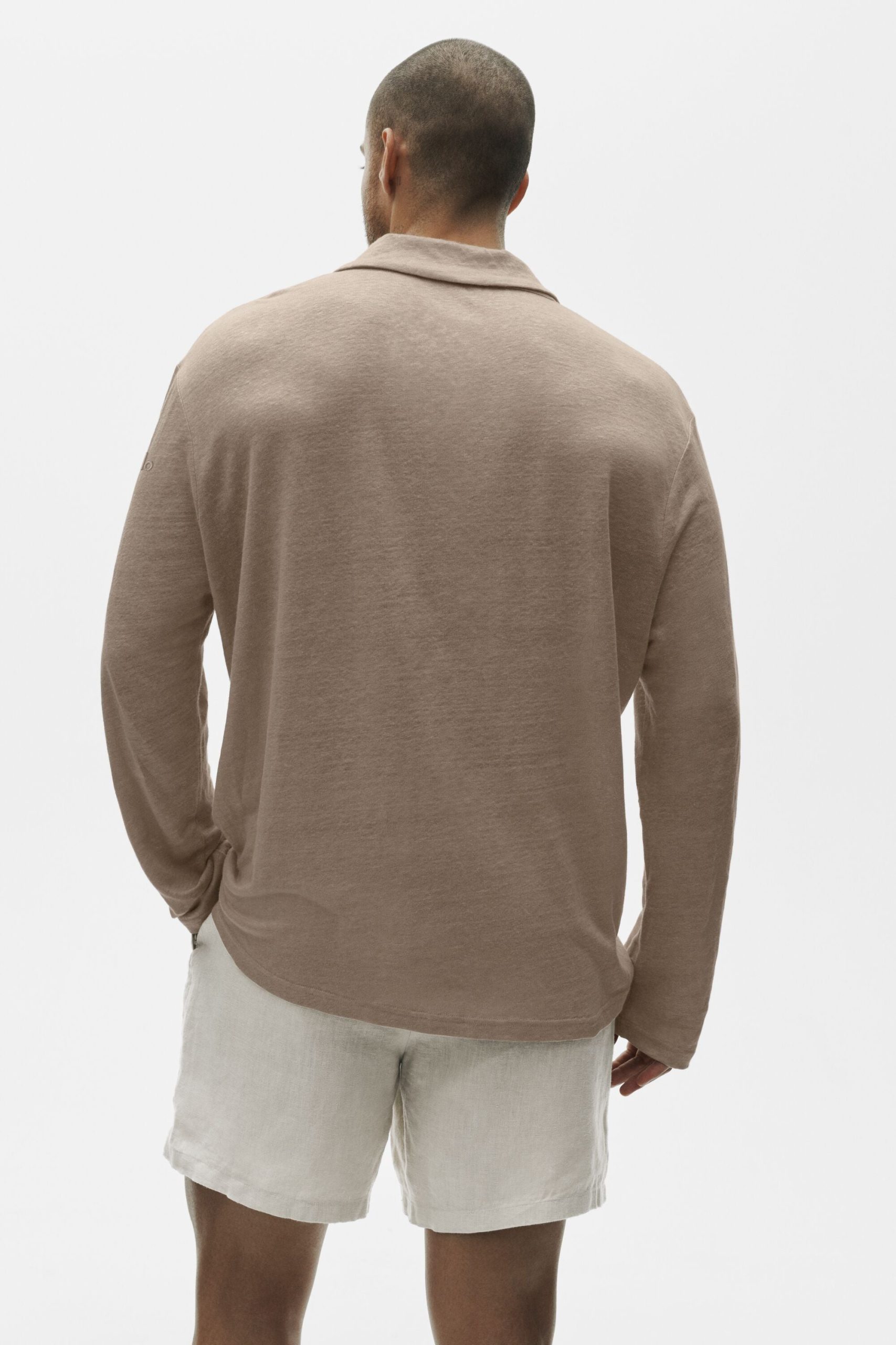 Linen Jersey Coastal Long Sleeve Pullover - Gravel - Image 4
