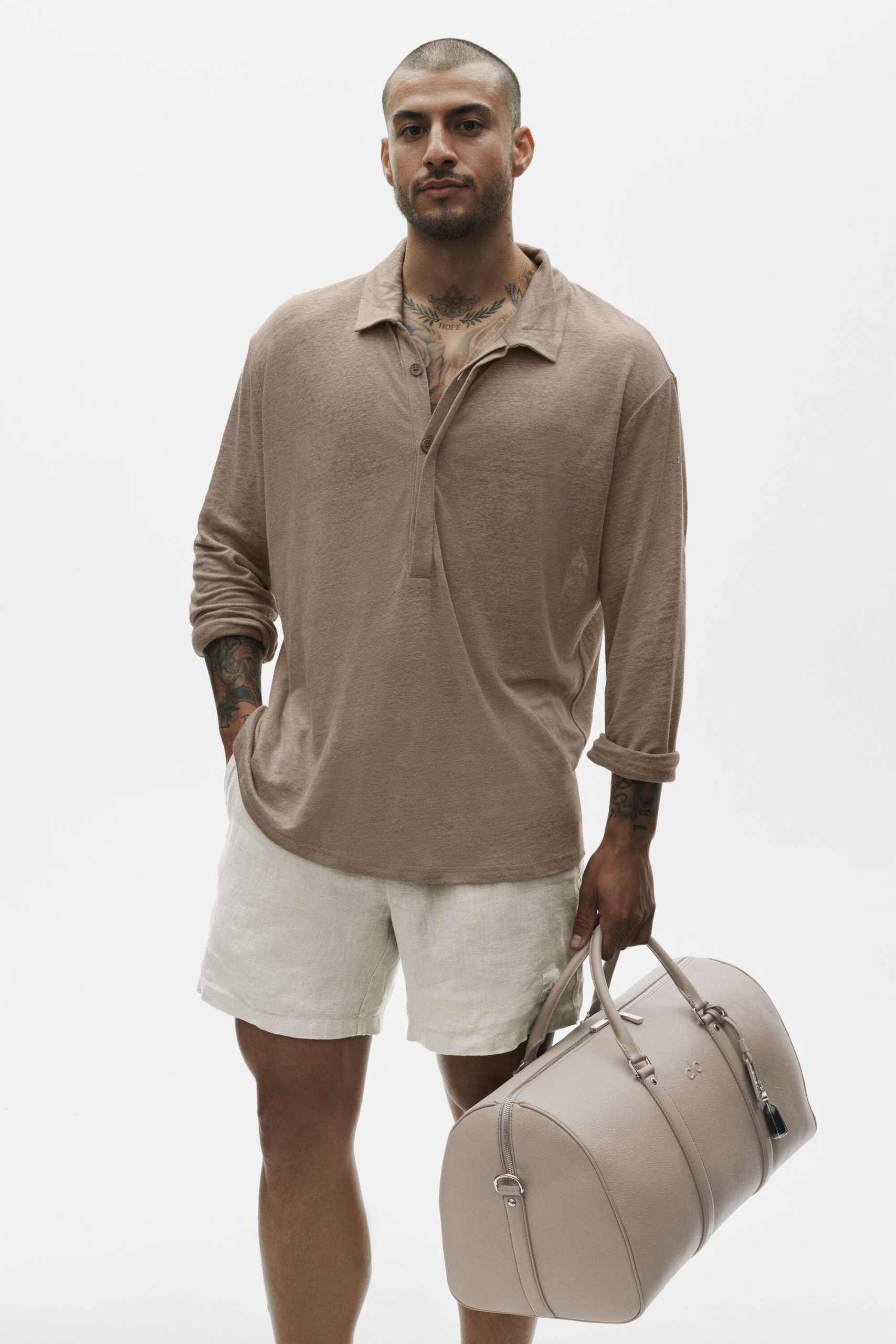 Linen Jersey Coastal Long Sleeve Pullover - Gravel - Image 5