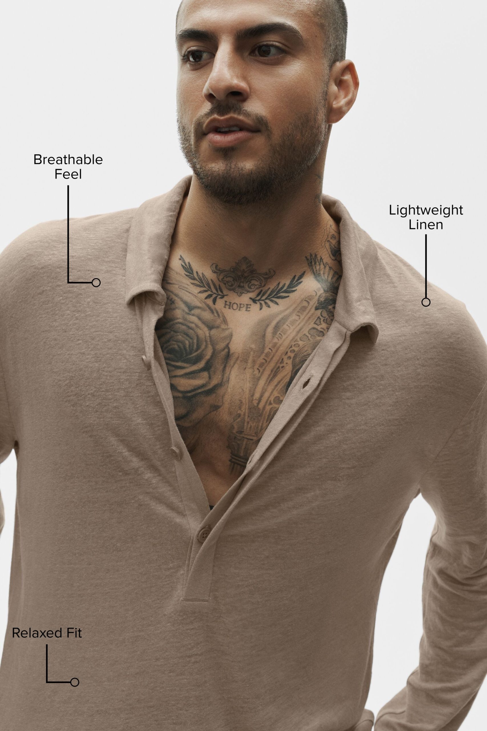 Linen Jersey Coastal Long Sleeve Pullover - Gravel - Image 2