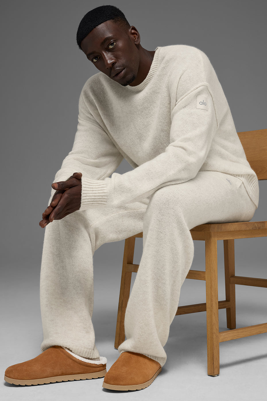 Unisex Wool Cashmere New Class Crewneck Sweater - Bone Heather - Image 3