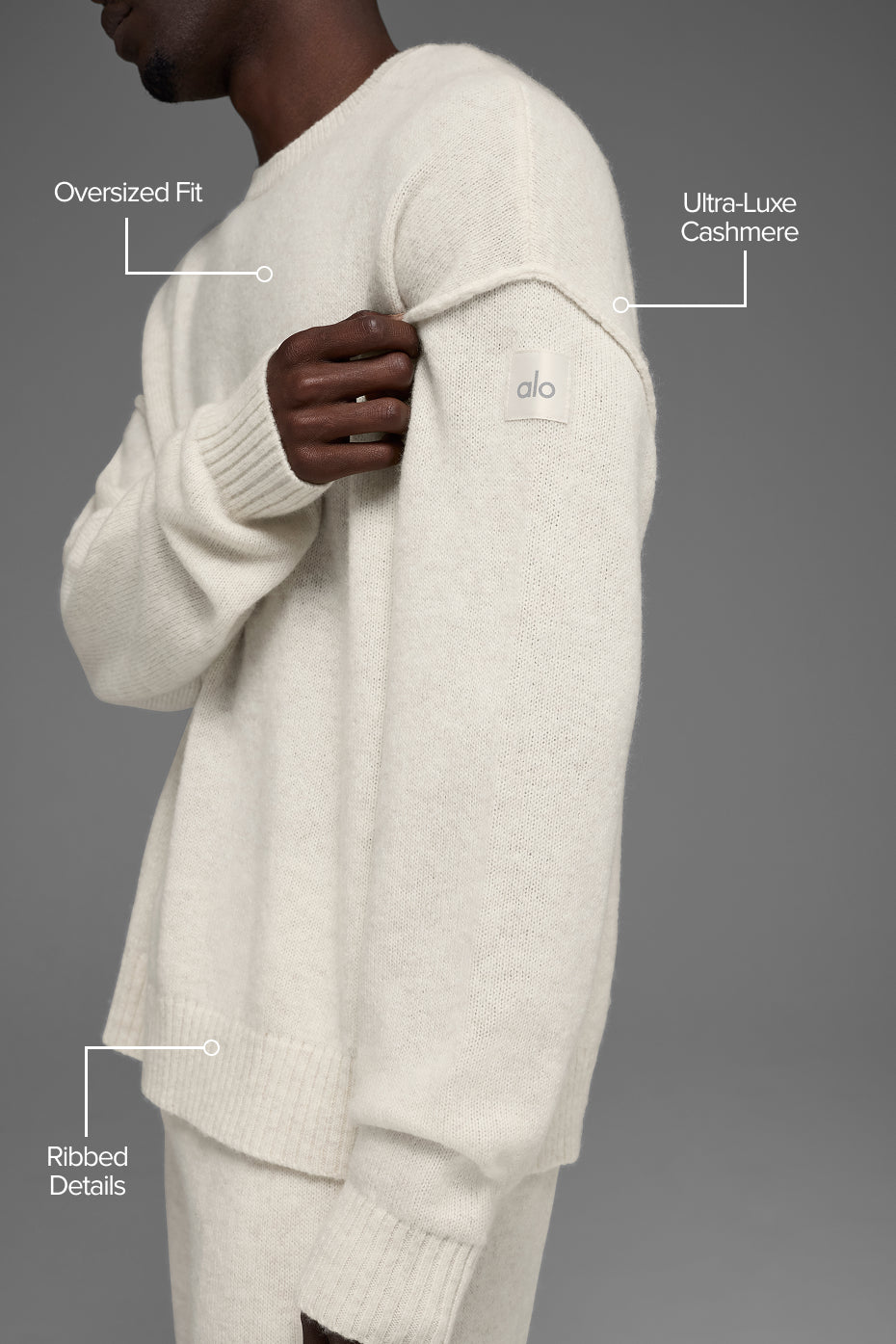 Unisex Wool Cashmere New Class Crewneck Sweater - Bone Heather - Image 2