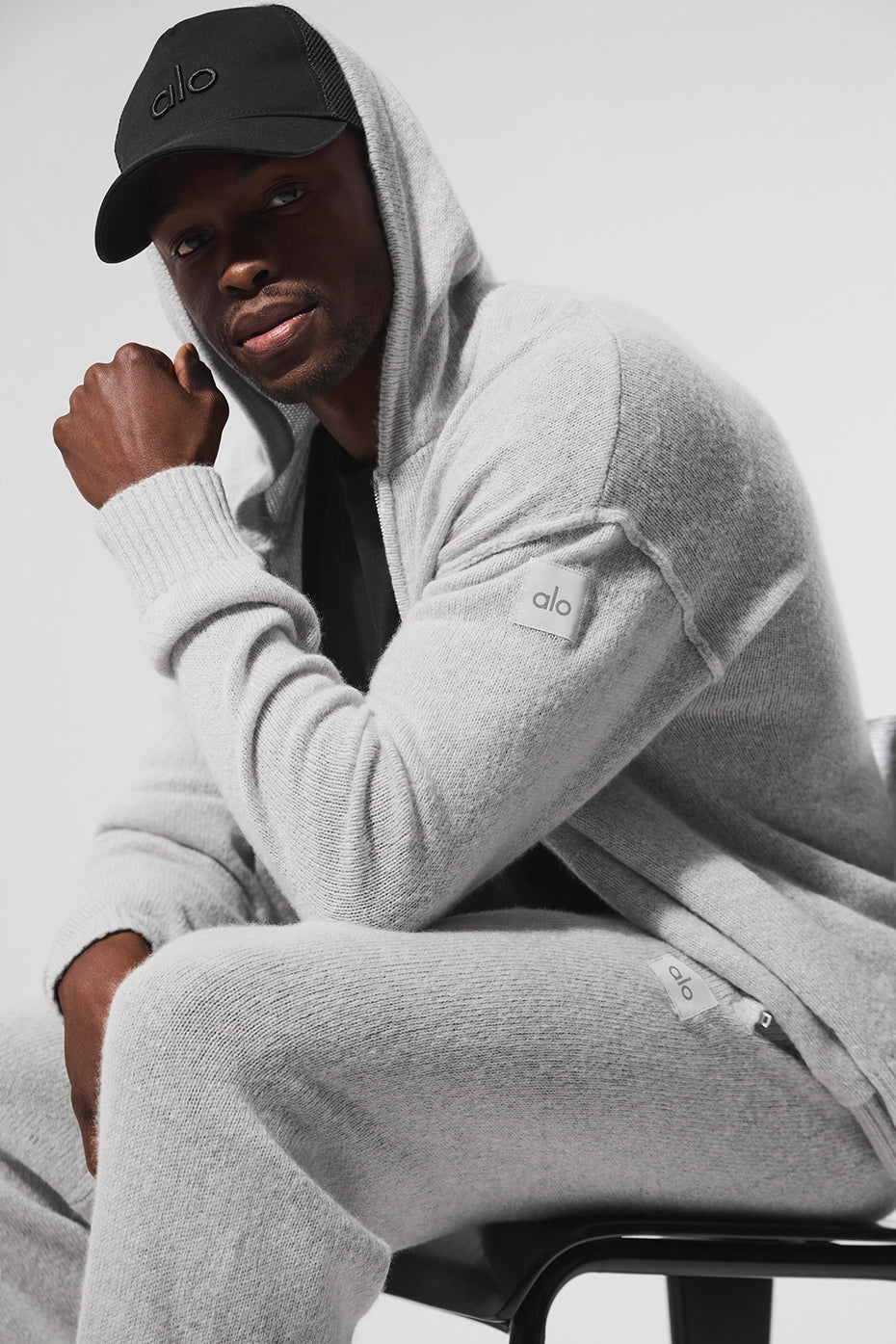 Wool Cashmere New Class Full Zip Hoodie - Pearl Grey Heather - Image 2
