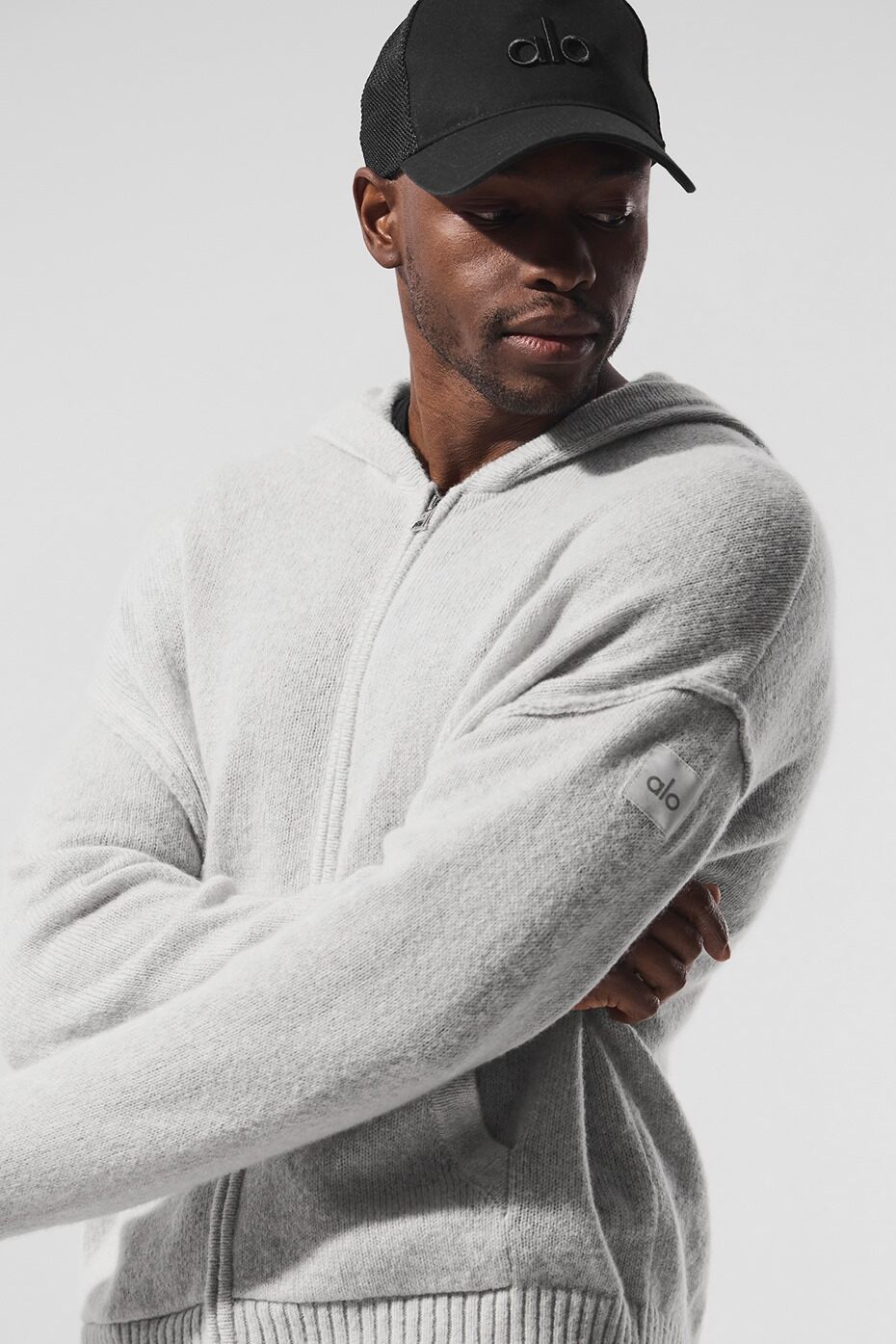 Wool Cashmere New Class Full Zip Hoodie - Pearl Grey Heather - Image 4