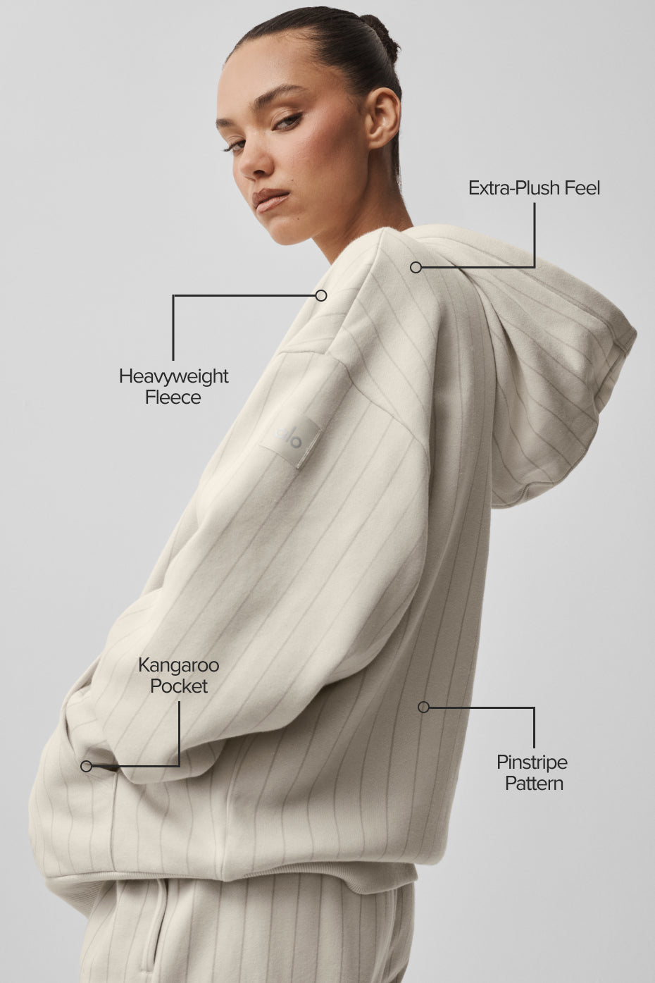 Pinstripe Hoodie - Bone Pinstripe - Image 2