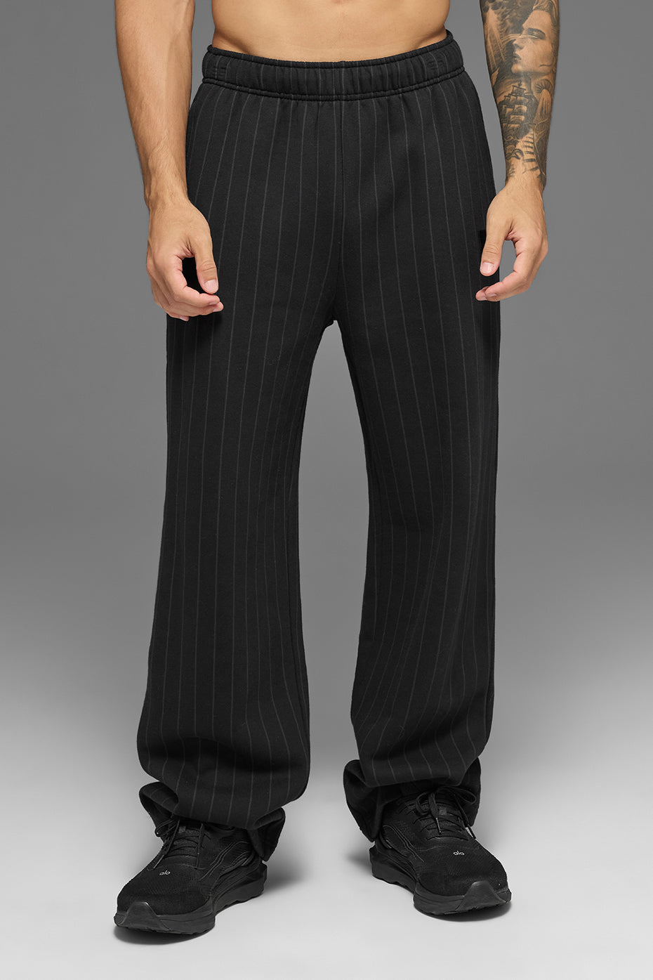 Pinstripe Straight Leg Sweatpant - Black Pinstripe - Image 3