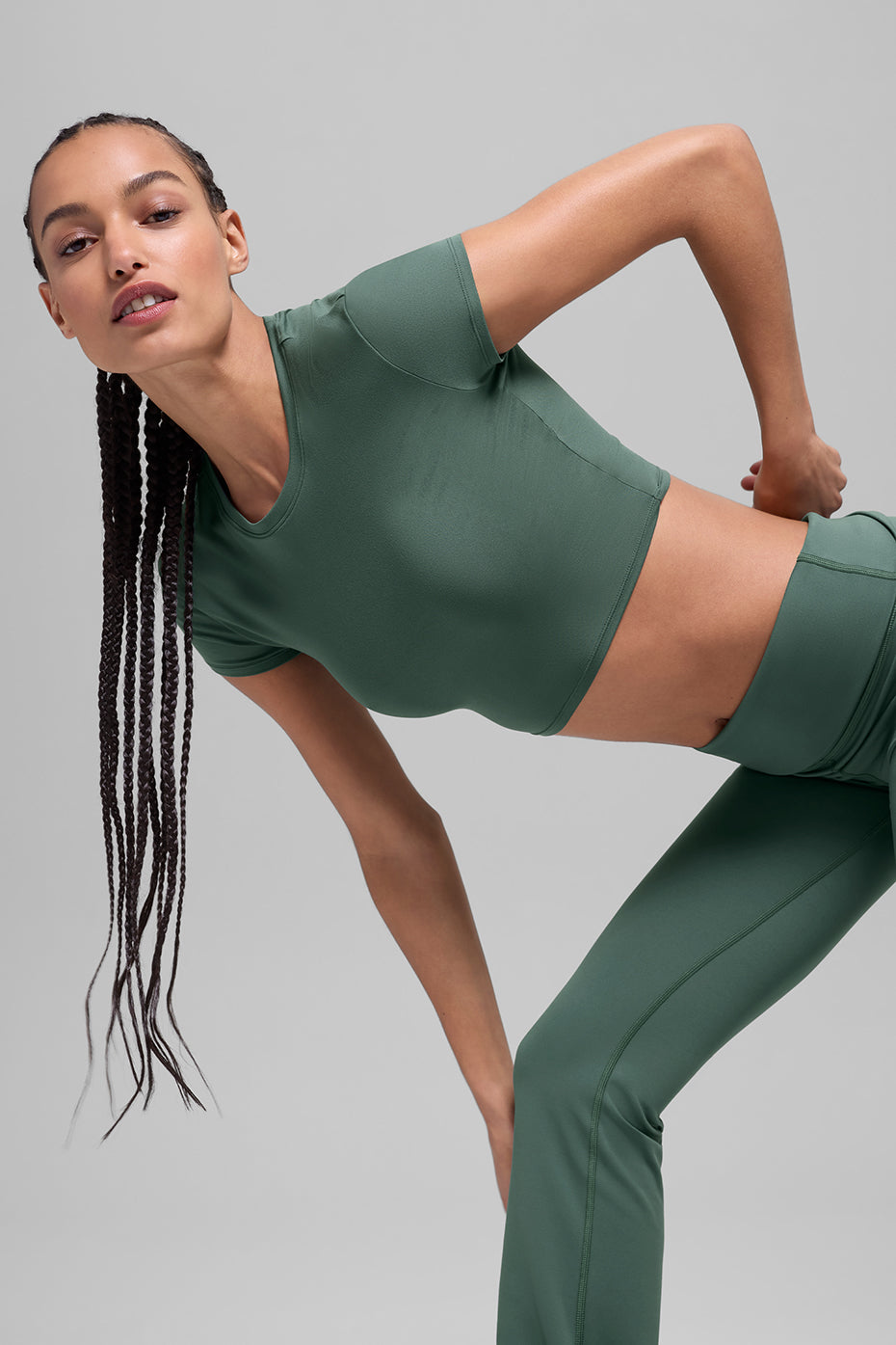 Alosoft Crop Finesse Short Sleeve - Clover Green - Image 3