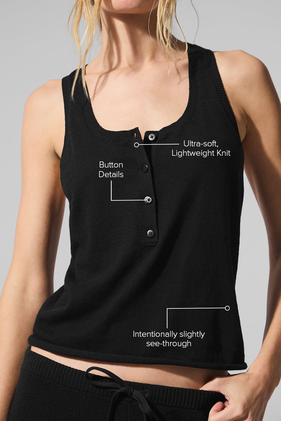 Supernatural Sweater Henley Tank - Black - Image 2