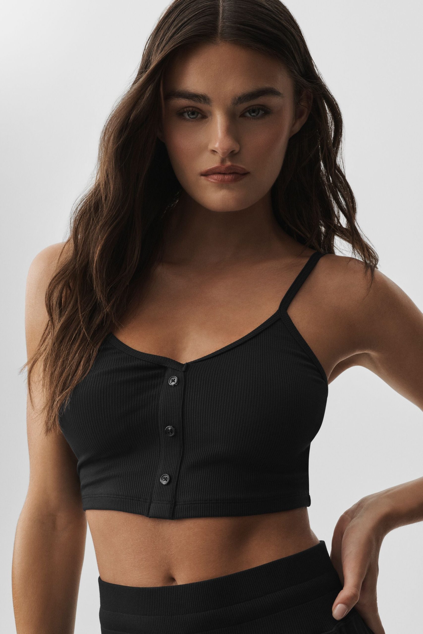 Ribbed Delicate Lounge Tank - Black