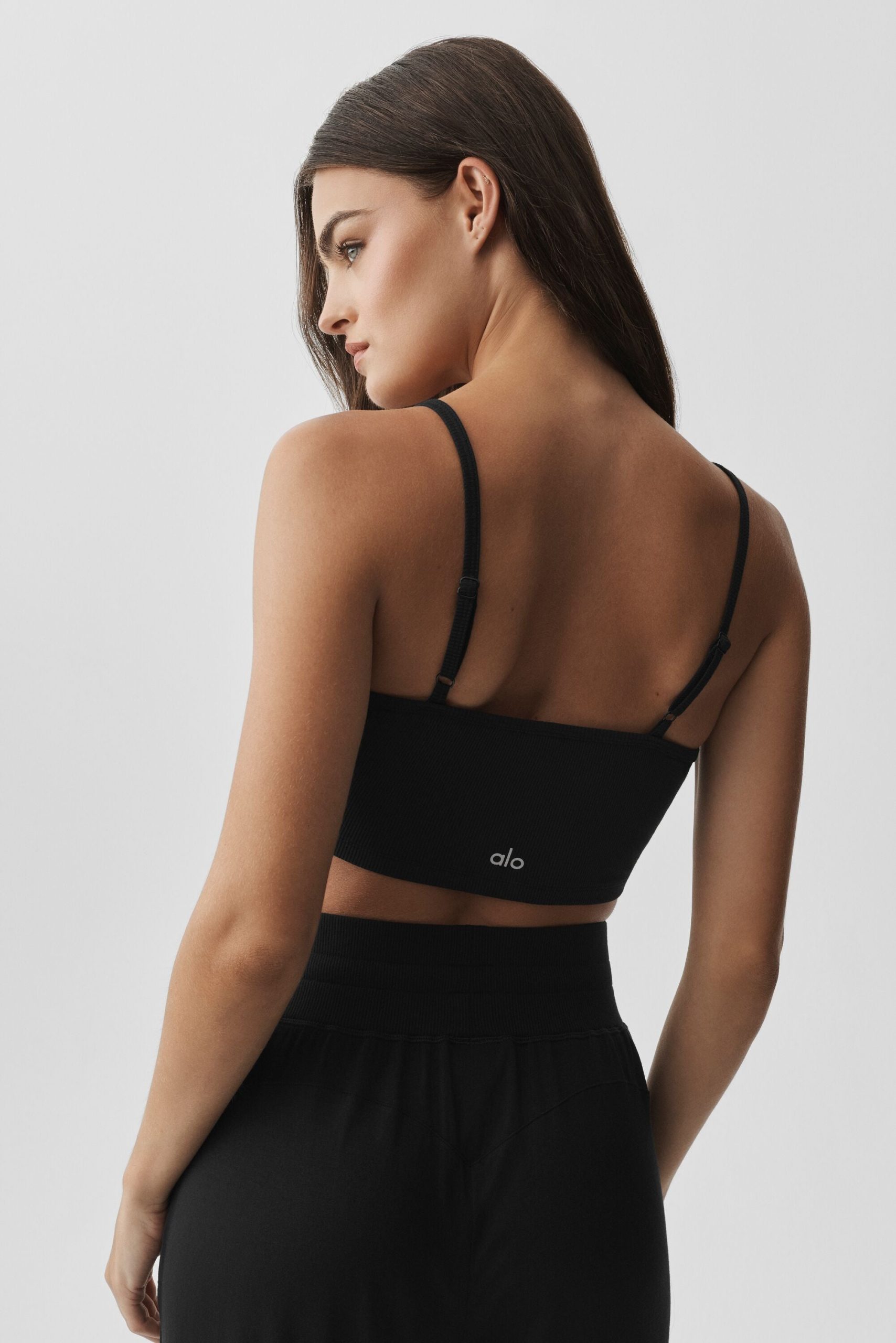 Ribbed Delicate Lounge Tank - Black - Image 2