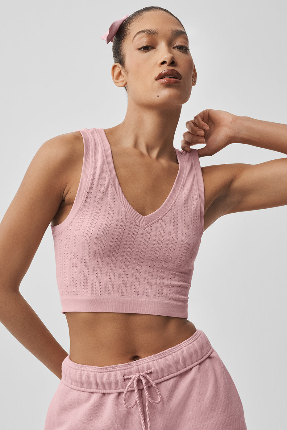 Seamless Pointelle Tank - Vintage Pink - Image 3