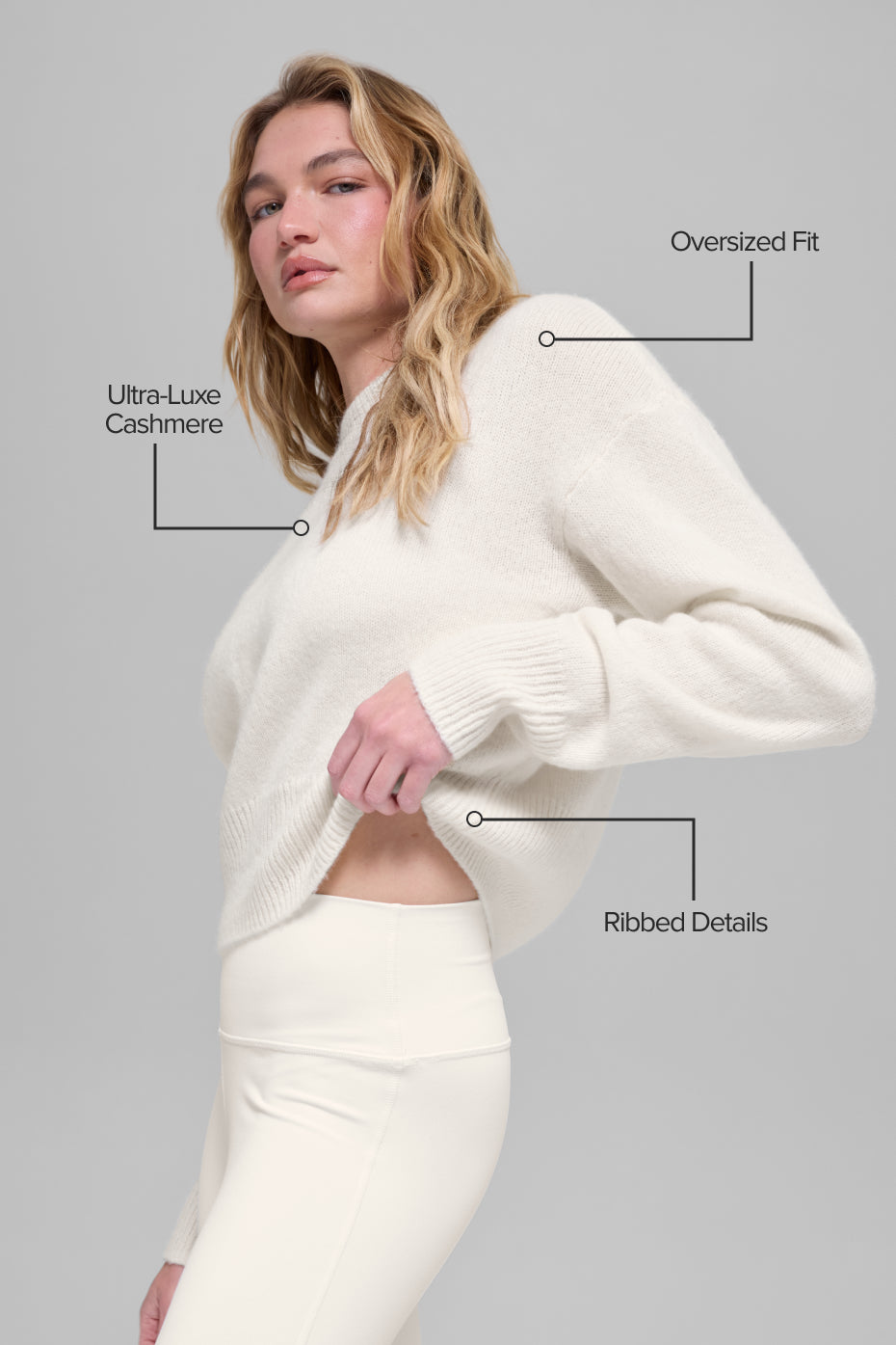 Wool Cashmere Cropped New Class Crewneck Sweater - Ivory - Image 2