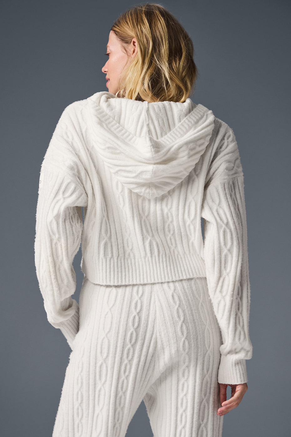 Cable Knit Winter Bliss Hoodie - Ivory - Image 3