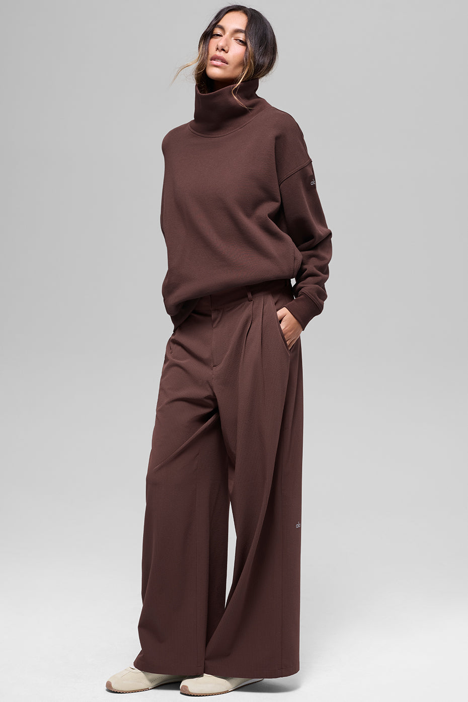 Hazy Mock Neck Pullover - Brownstone - Image 5