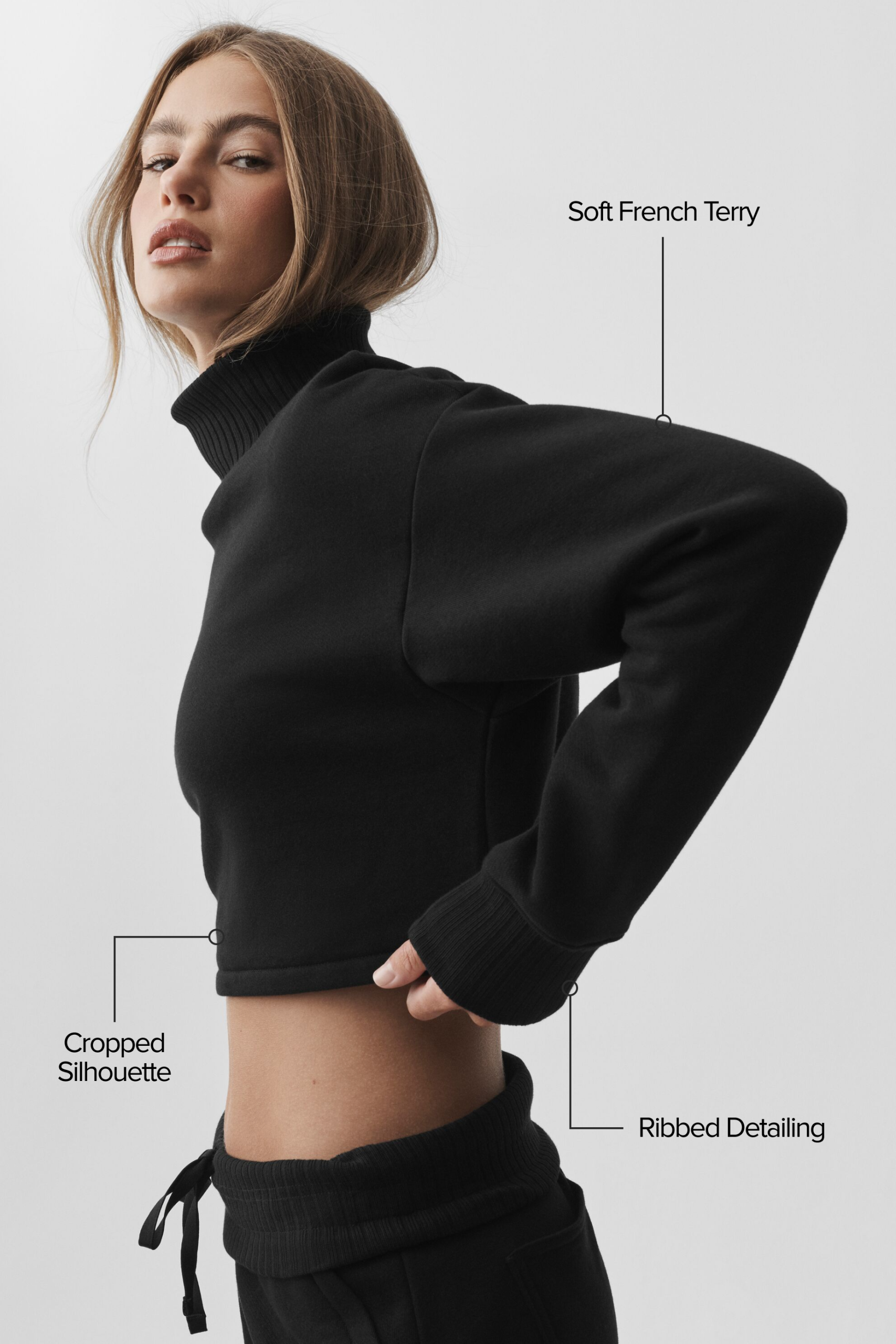 Cropped Serenity Coverup - Black - Image 2