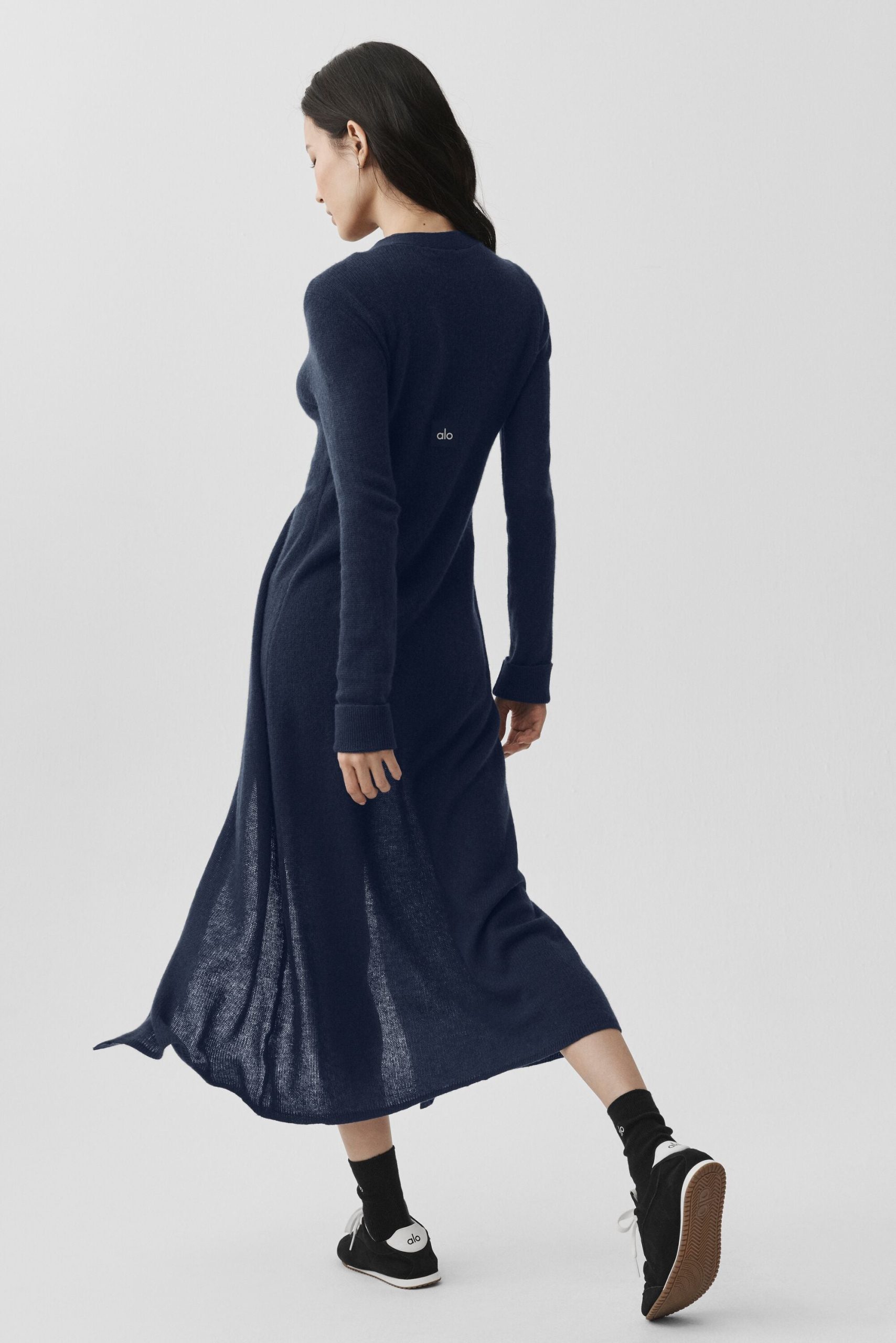 Sheer Cashmere Long Cardigan - Navy - Image 3