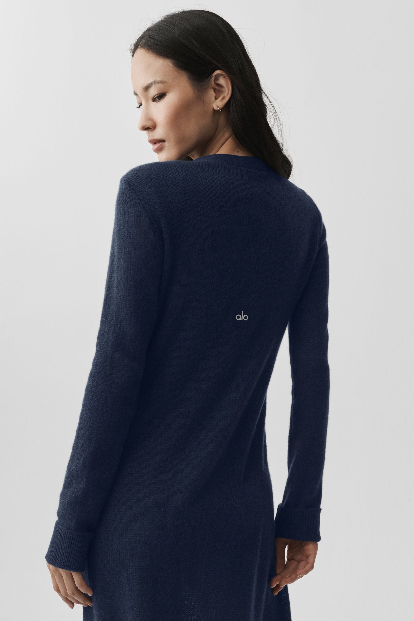 Sheer Cashmere Long Cardigan - Navy - Image 4