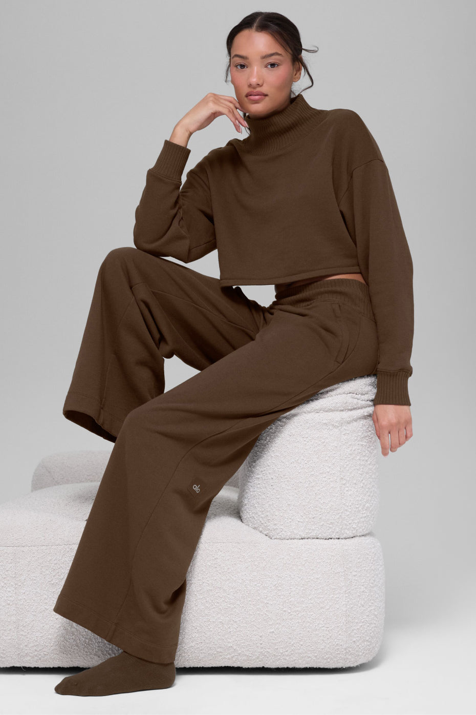 Serenity Wide Leg Sweatpant - Espresso - Image 3