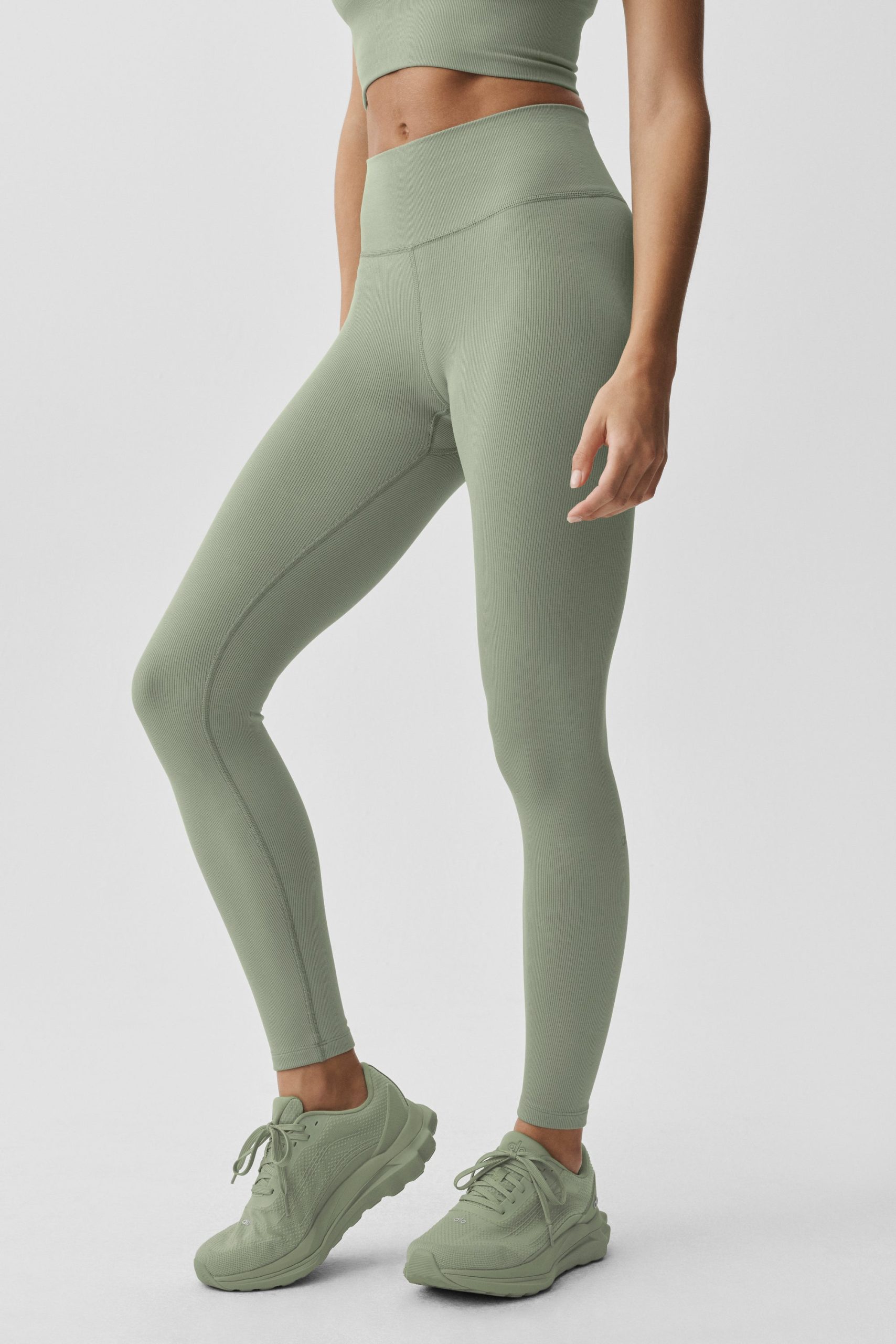 Seamless Modal Ribbed High-Waist 7/8 Legging - Dune Grass - Image 3
