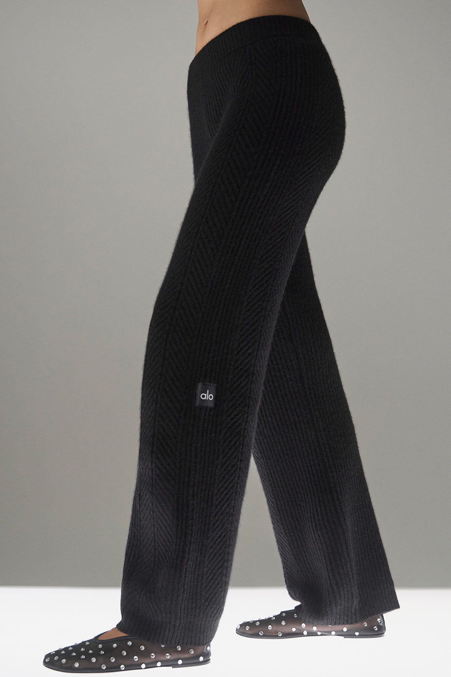 Winter Magic Cashmere Wide Leg Pant - Black - Image 3