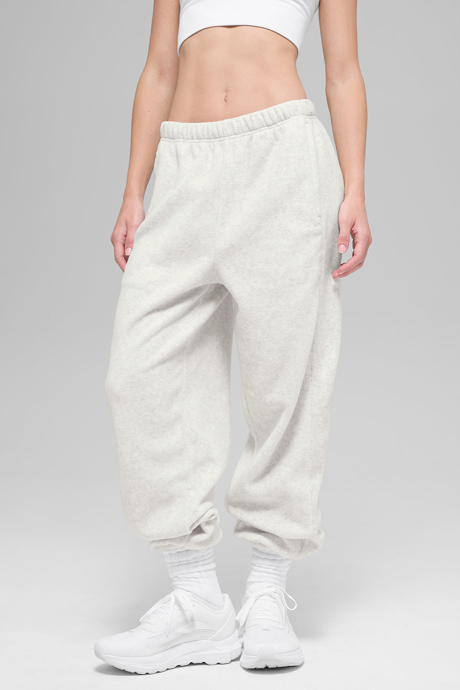 Polar Fleece High-Waist Retreat Jogger - White Heather Grey - Image 2