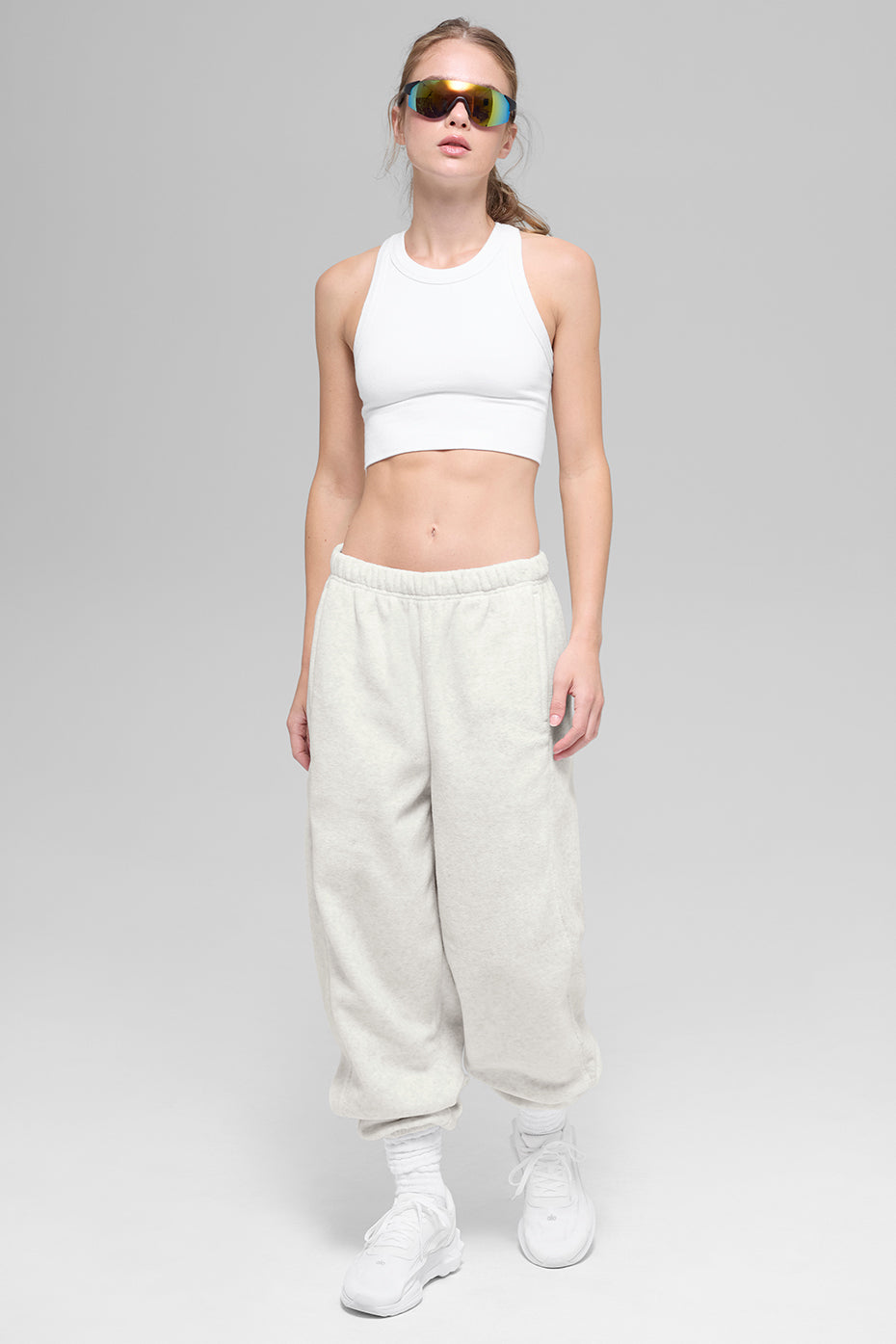 Polar Fleece High-Waist Retreat Jogger - White Heather Grey - Image 5