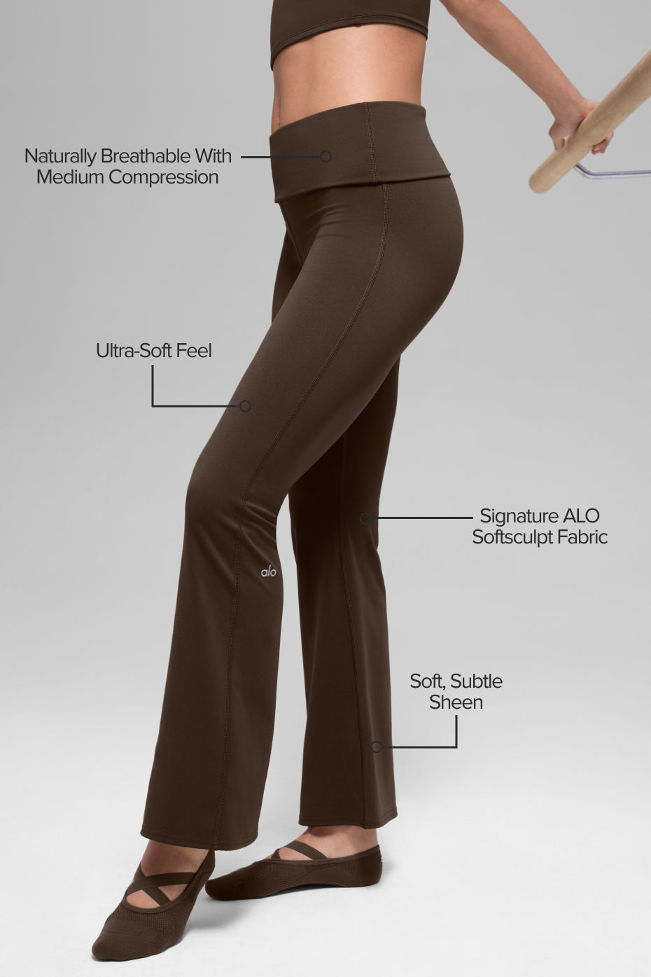 ALO Softsculpt 7/8 Foldover Flare Legging - Espresso - Image 2