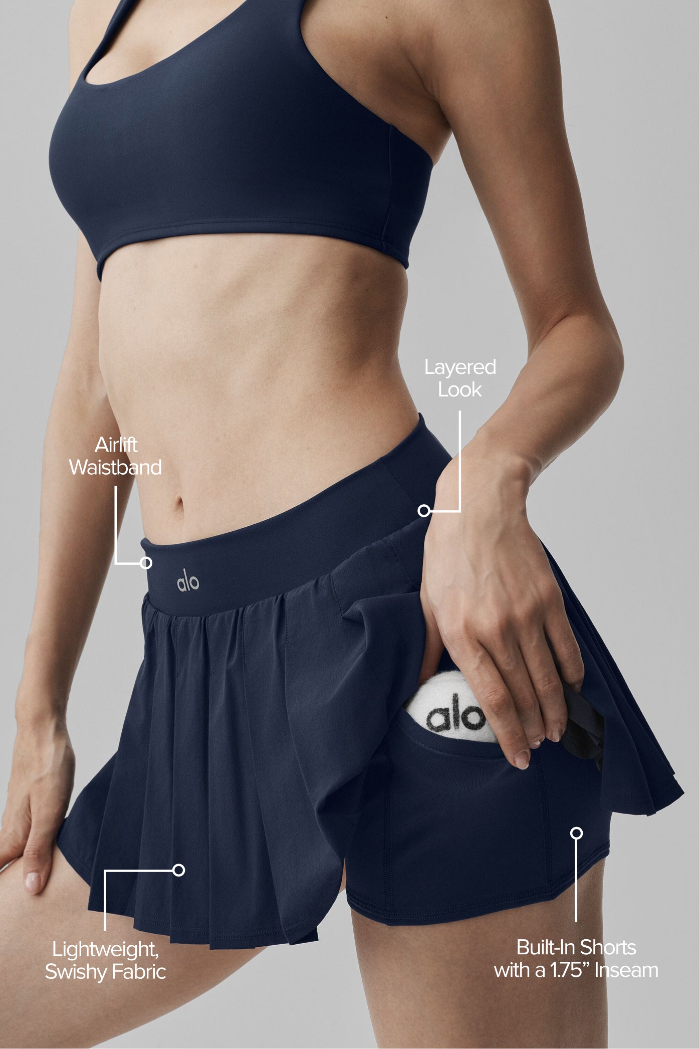 Double Or Nothing Tennis Skirt - Navy - Image 2