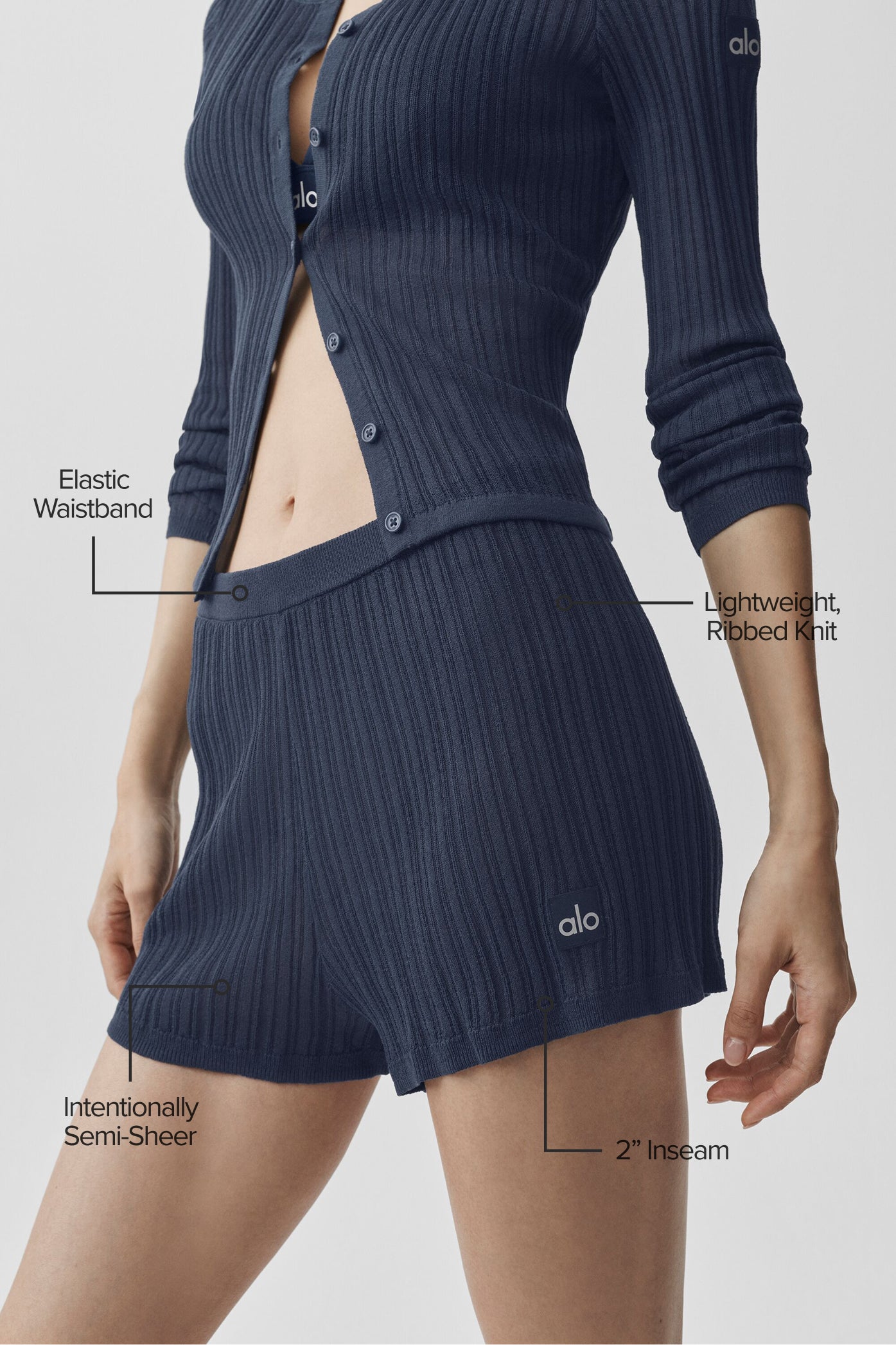 Sweater High-Waist Sunlit Short - Navy - Image 2
