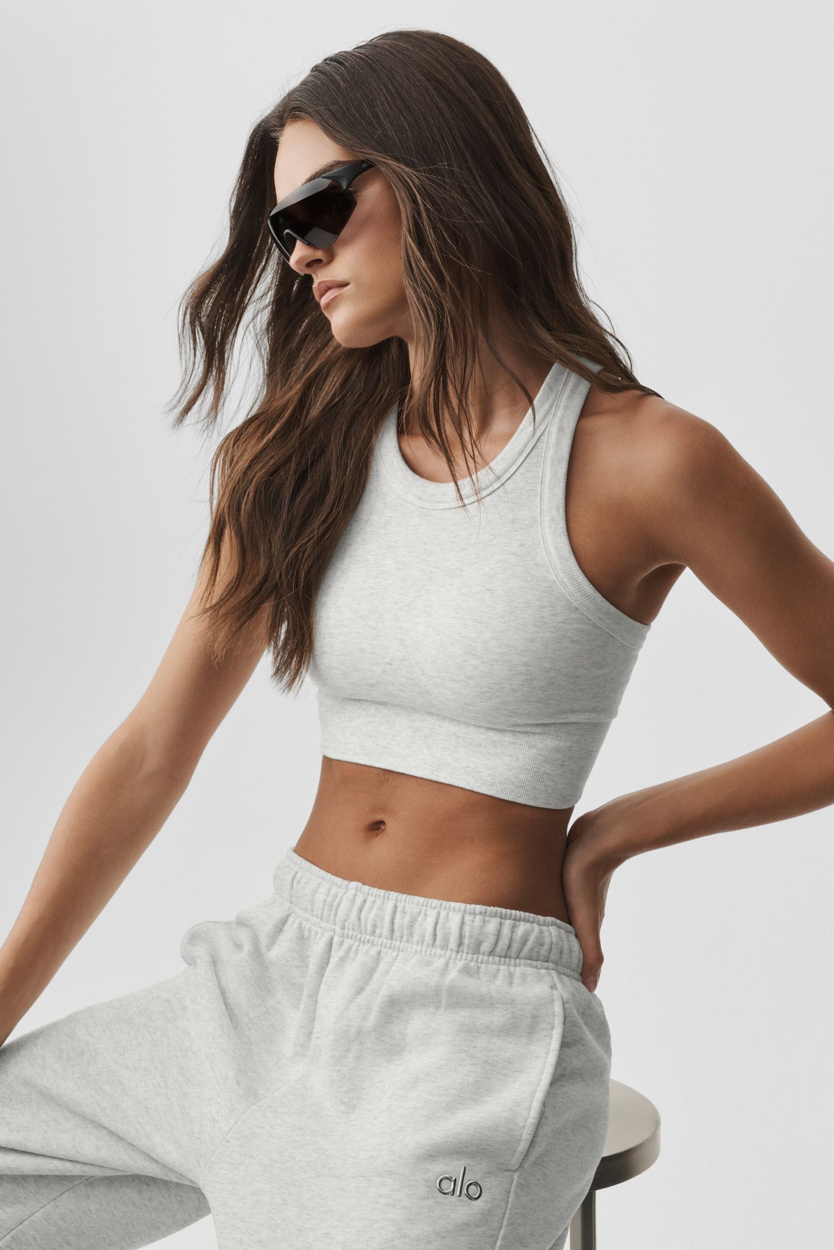 Seamless Delight High Neck Bra - White Heather - Image 3
