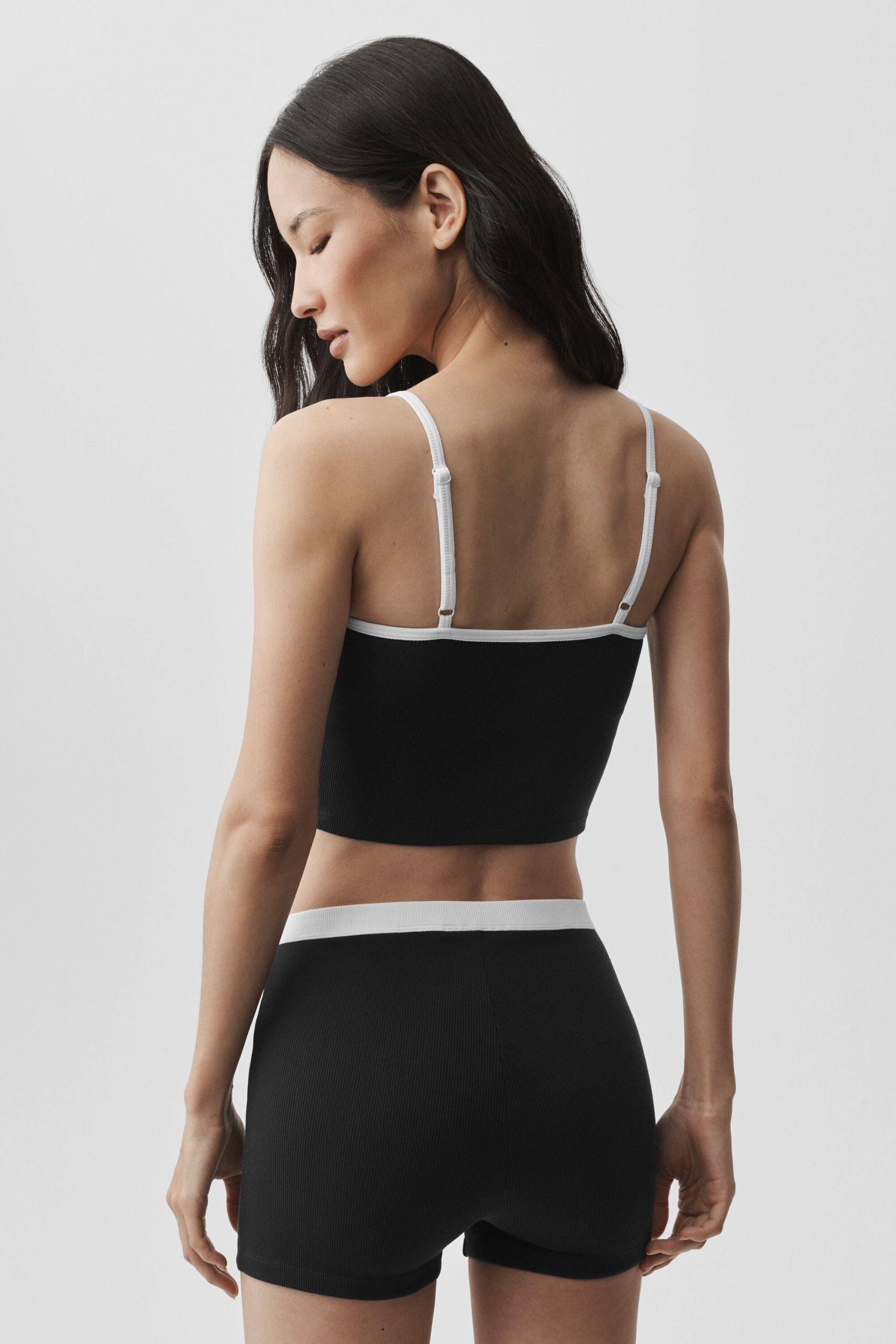 Goddess Ribbed First Pick Bra Tank - Black/White - Image 4